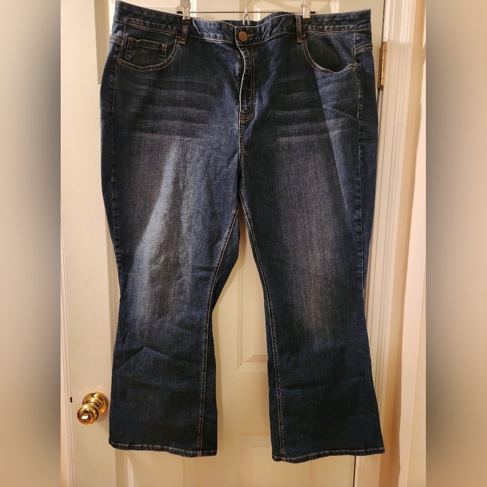 Lane Bryant Genius Fit Bootcut Jeans Womens Size 26 Short Inseam 29in Blue EUC